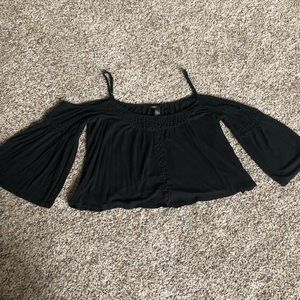 Black open shoulder top